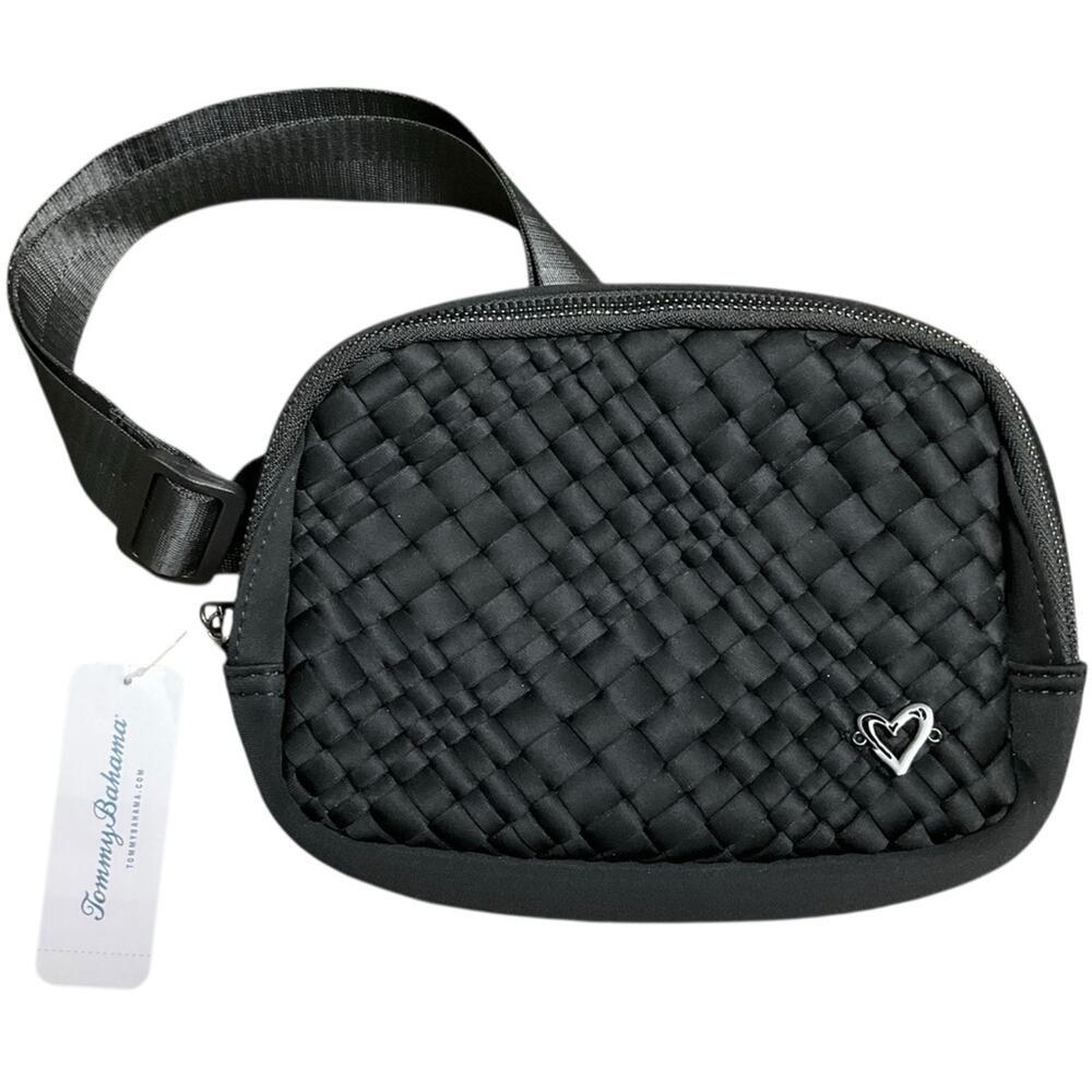 Tommy Bahama Prenelove Black Woven Belt or Crossbody Bag NWT